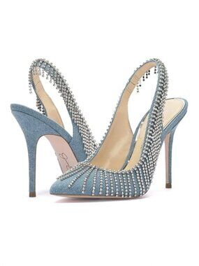 Denim Slingback Heels